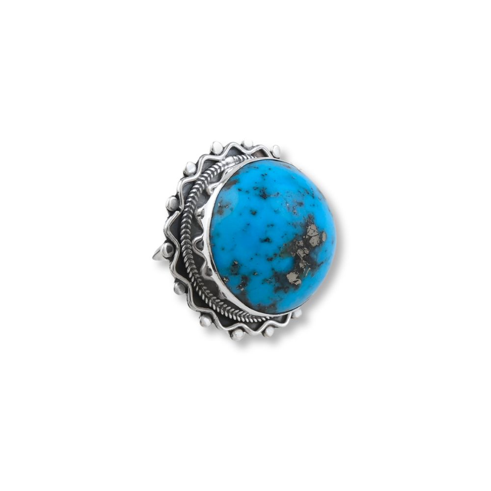 Round Turquoise Silver Ring