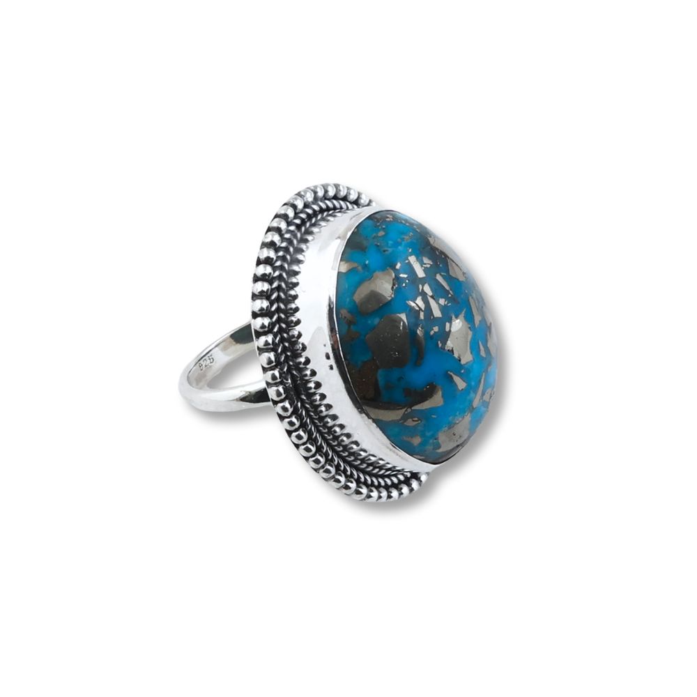 Textured Turquoise Silver Ring