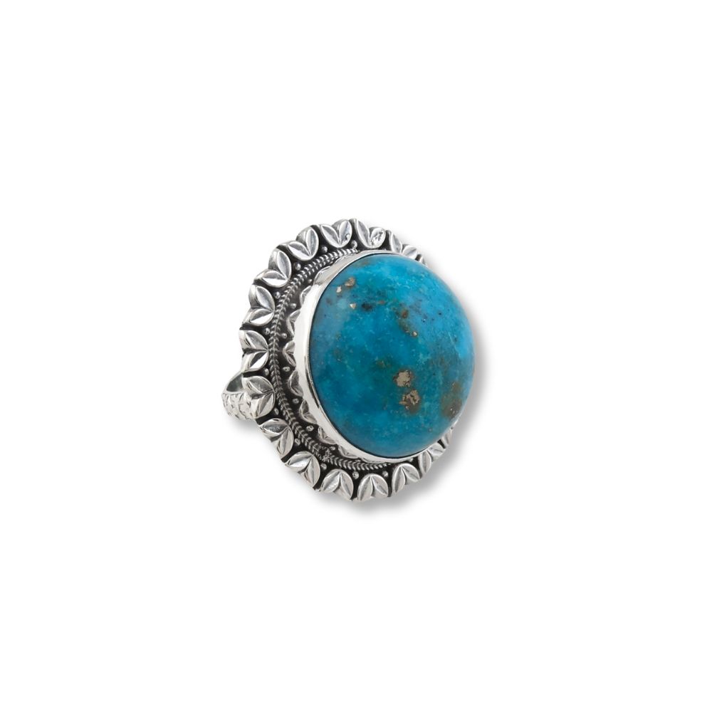 Flower Silver Turquoise Ring