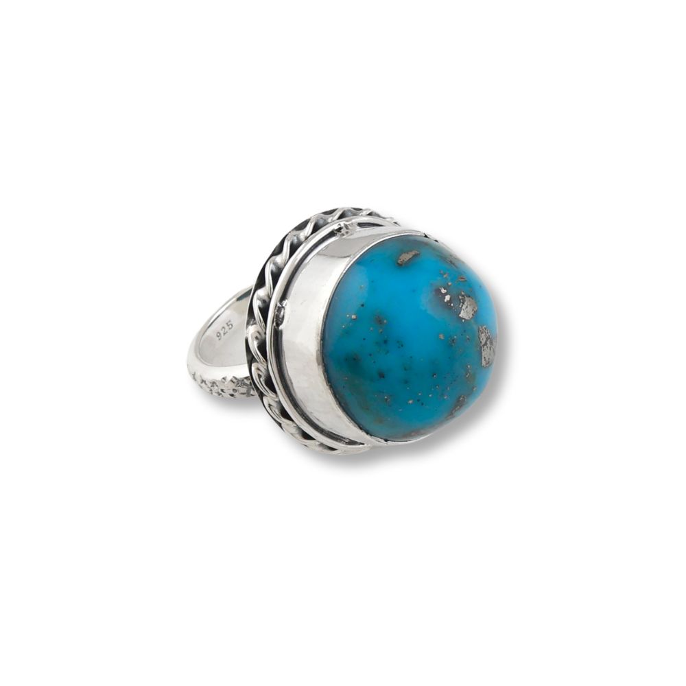 Round Turquoise Silver Ring
