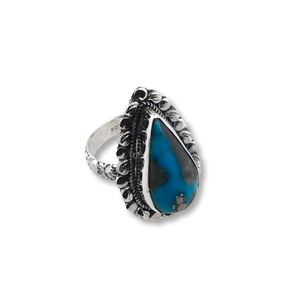 Drop Turquoise Silver Ring